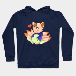 Little Fox Hero Hugging a Slime Buddy Hoodie
